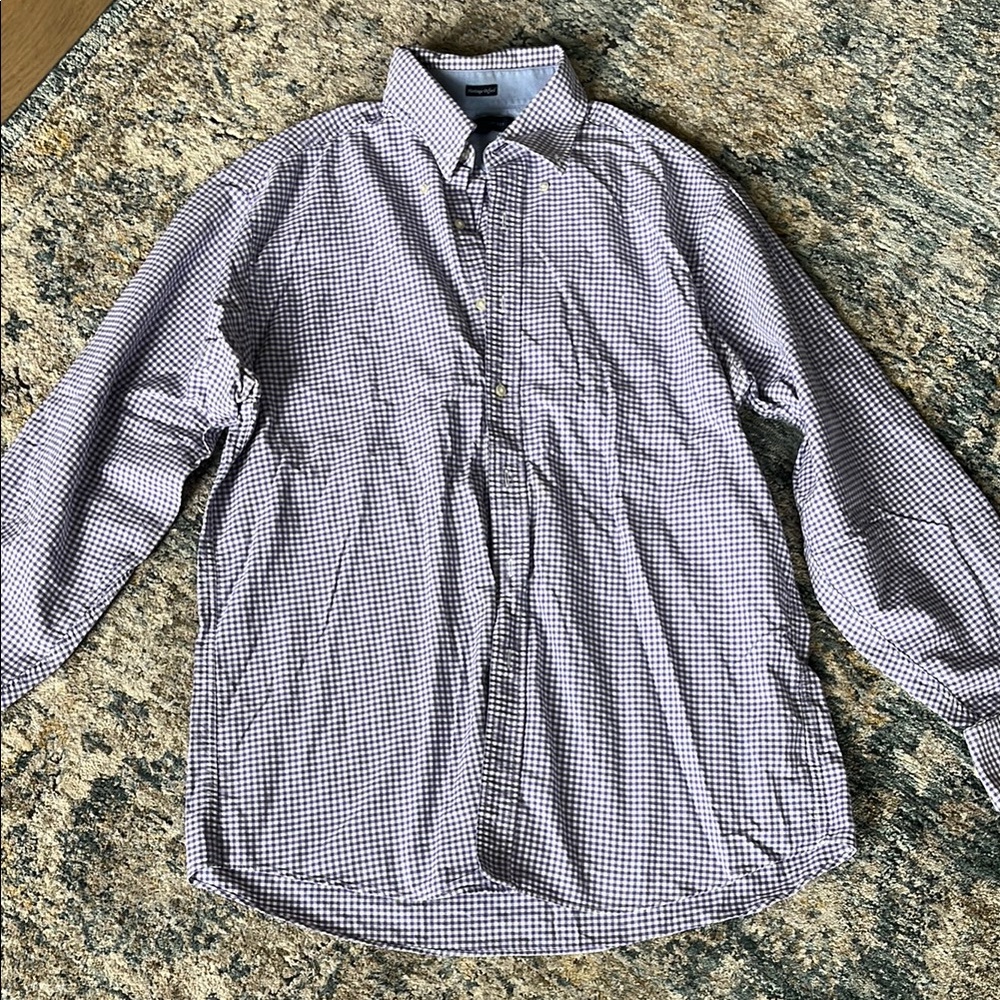 Banana Republic purple and White Casual Button Down Shirt